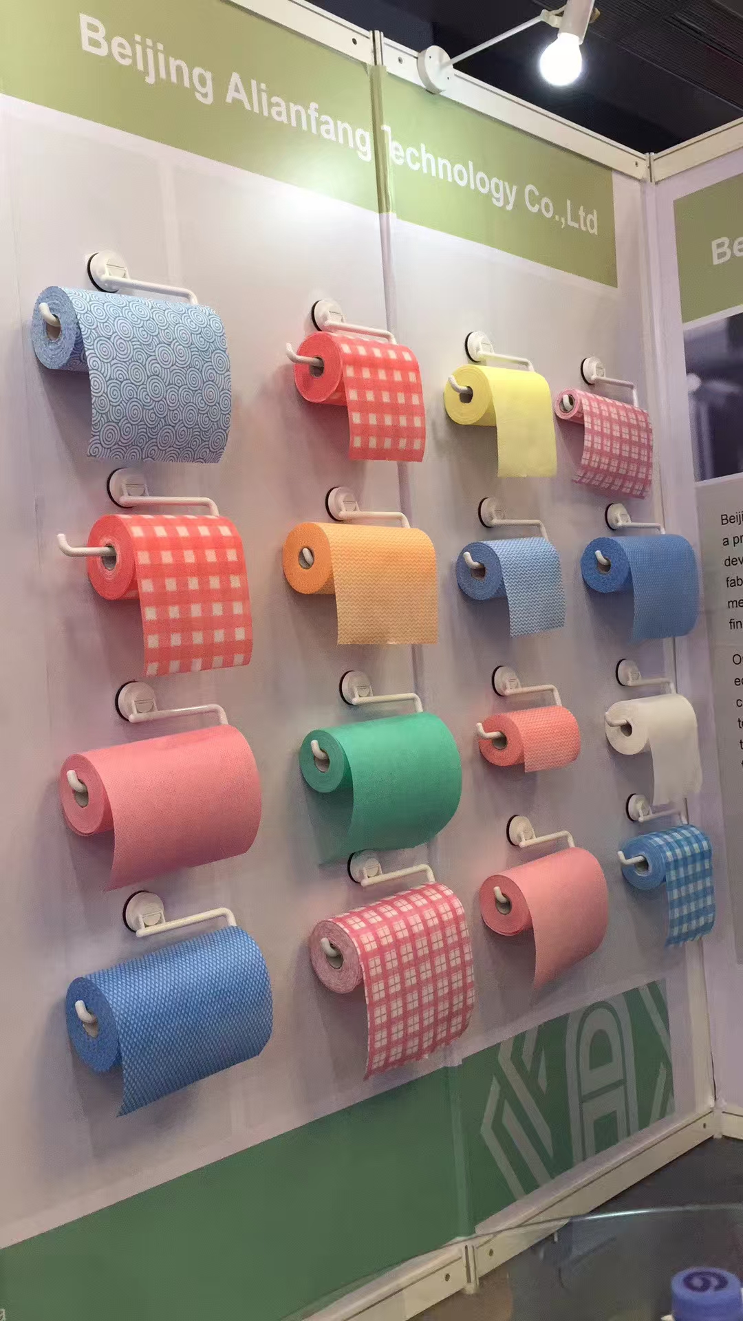 Colorful household cleaning wipes rolls